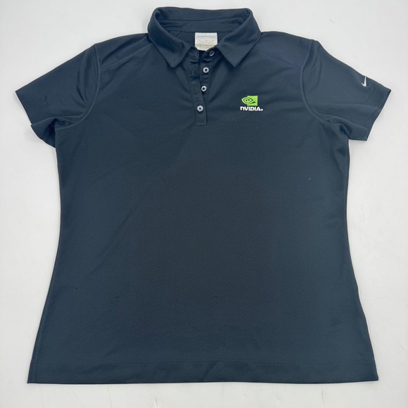 Nike Golf Dri‎ FIT Black Nvidia Logo Polo Shirt Women's Size L